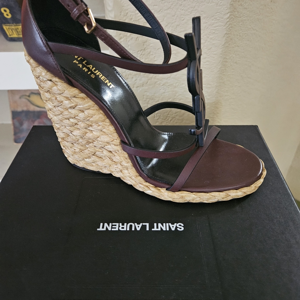 Saint Laurent Cassandra 105 Wedge Sandals - Picture 6 of 10